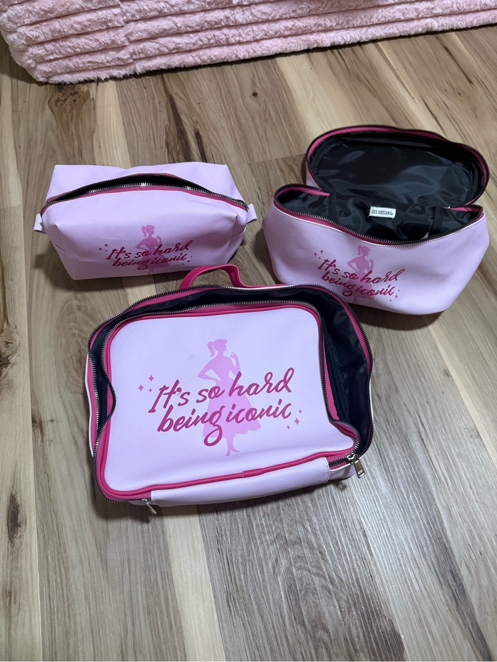 Pink 'It's So Hard Being Iconic' Cosmetic Bag Set